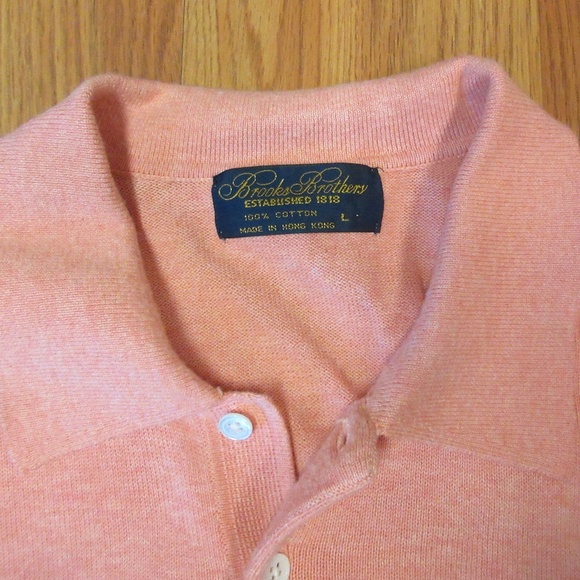 BROOKS BROTHERS 100% COTTON POLO SWEATER PEACH - Picture 2 of 3